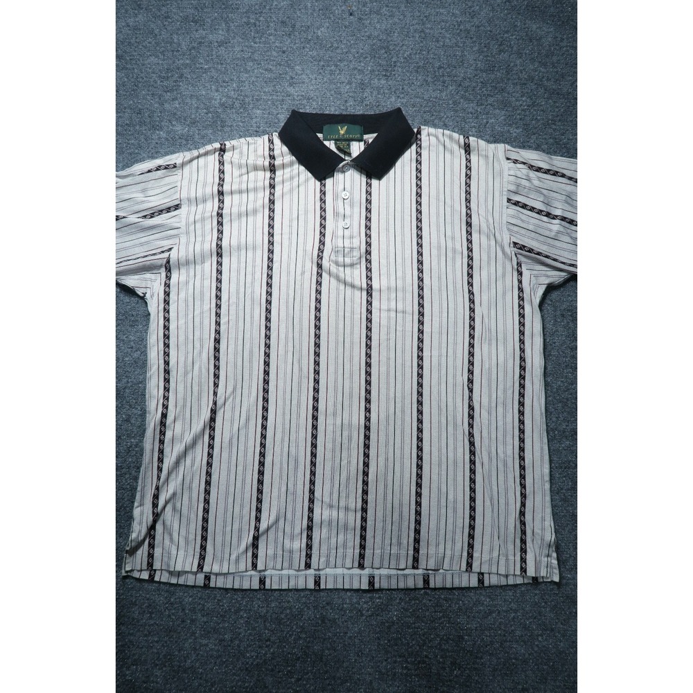 VTG 90s Lyle & Scott Striped Polo Golf Shirt Men's L Grayhawk Club Made in USA
